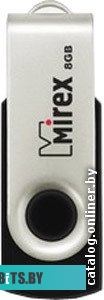 USB накопитель (Флешка) Mirex SWIVEL RUBBER BLACK 8GB (13600-FMURUS08)