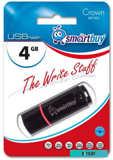 USB накопитель (Флешка) Smart Buy Crown Black 4GB (SB4GBCRW-K)
