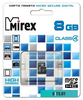 Карта памяти Mirex microSDHC (Class 4) 8GB (13612-MCROSD08)