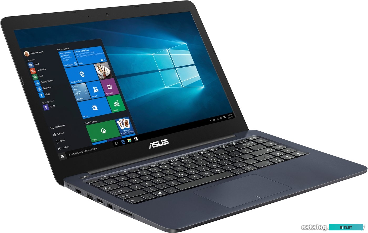 E402SA <Intel C N3050, 2ГБ, 500Гб, w/o ODD, 14"(1366x768), HDCam, WF, Bt, DOS, 2*USB, HDMI, VGA, LAN, Blue, 32WH>