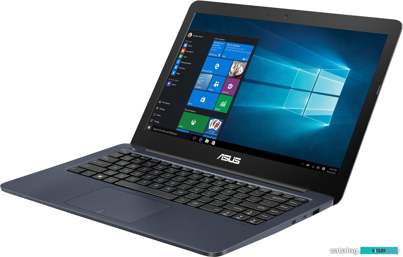 E402SA <Intel C N3050, 2ГБ, 500Гб, w/o ODD, 14"(1366x768), HDCam, WF, Bt, DOS, 2*USB, HDMI, VGA, LAN, Blue, 32WH>