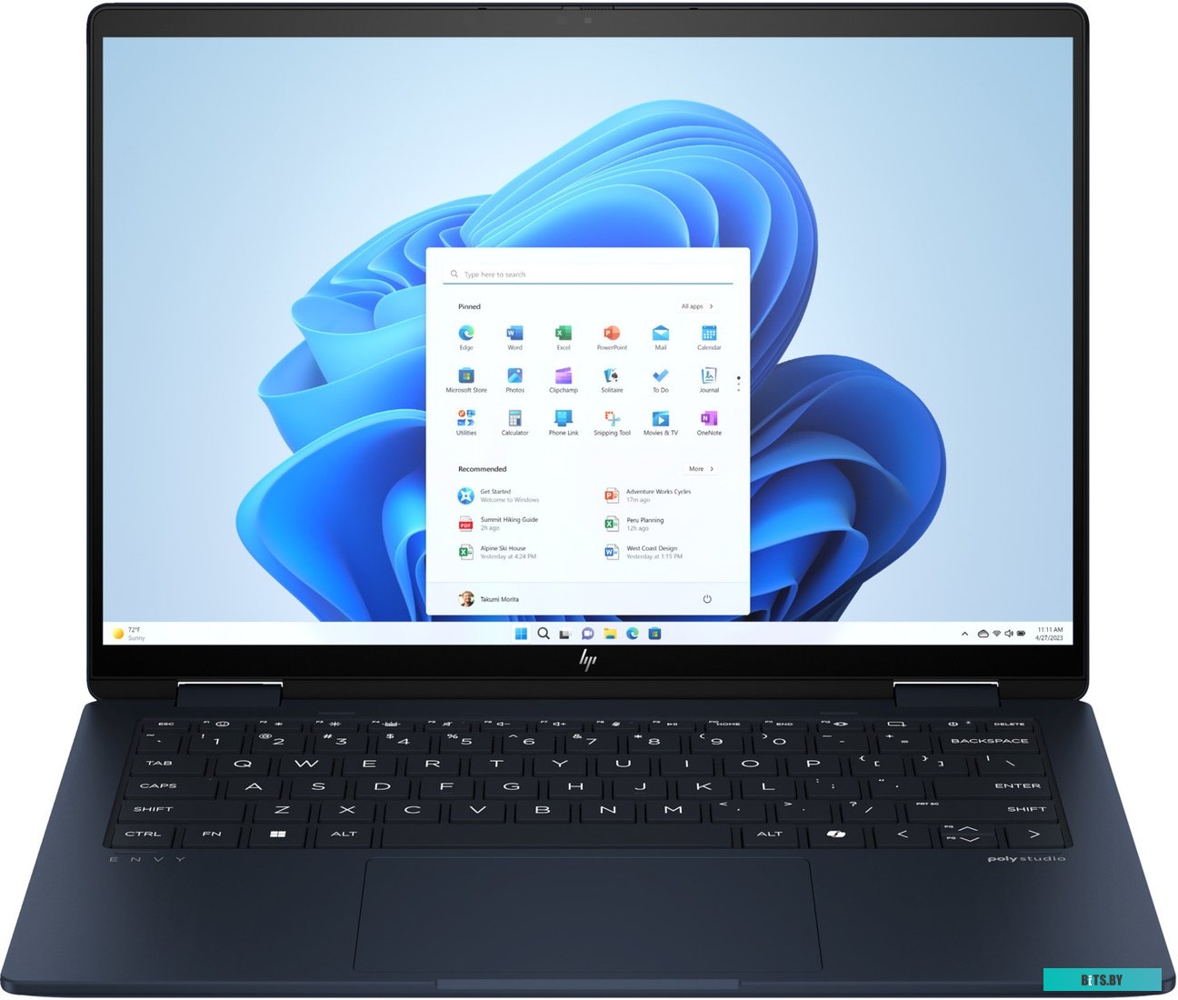 A1AB1EA Ноутбук HP Envy x360 14-fc0007ci Core Ultra 7 155U 16Gb SSD1Tb Intel Graphics 14" IPS Touch WUXGA (1920x1200) Windows 11 Home blue WiFi BT Cam