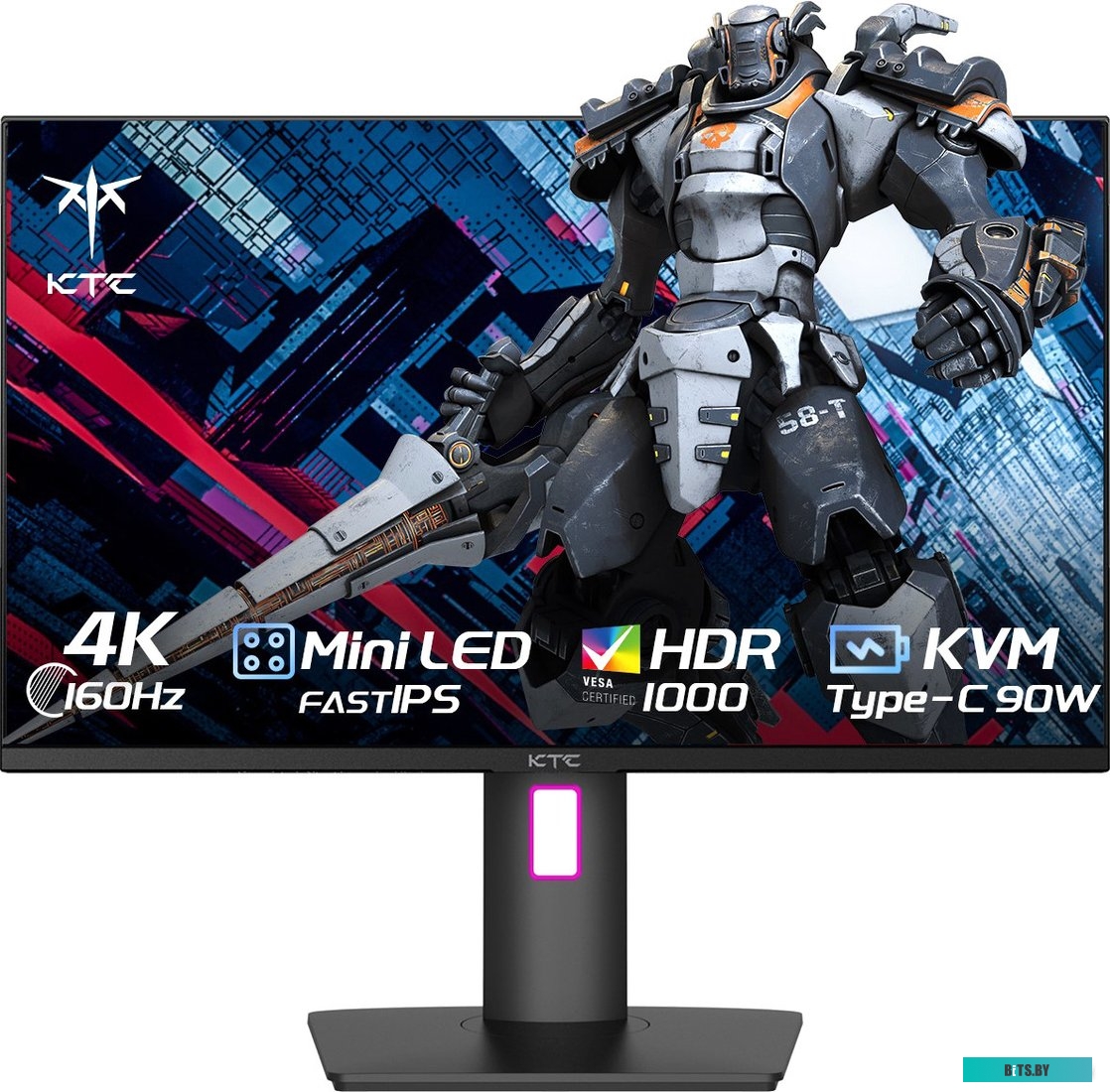 Монитор 27"; KTC M27P20P Black (IPS, 3840x2160, HDMI+HDMI+DP+Type C 90W, USB 3.0 (1 in/2 out), 1 ms, 178°/178°, 400 cd/m, 1000:1, 160Hz, FreeSync/G-Sy