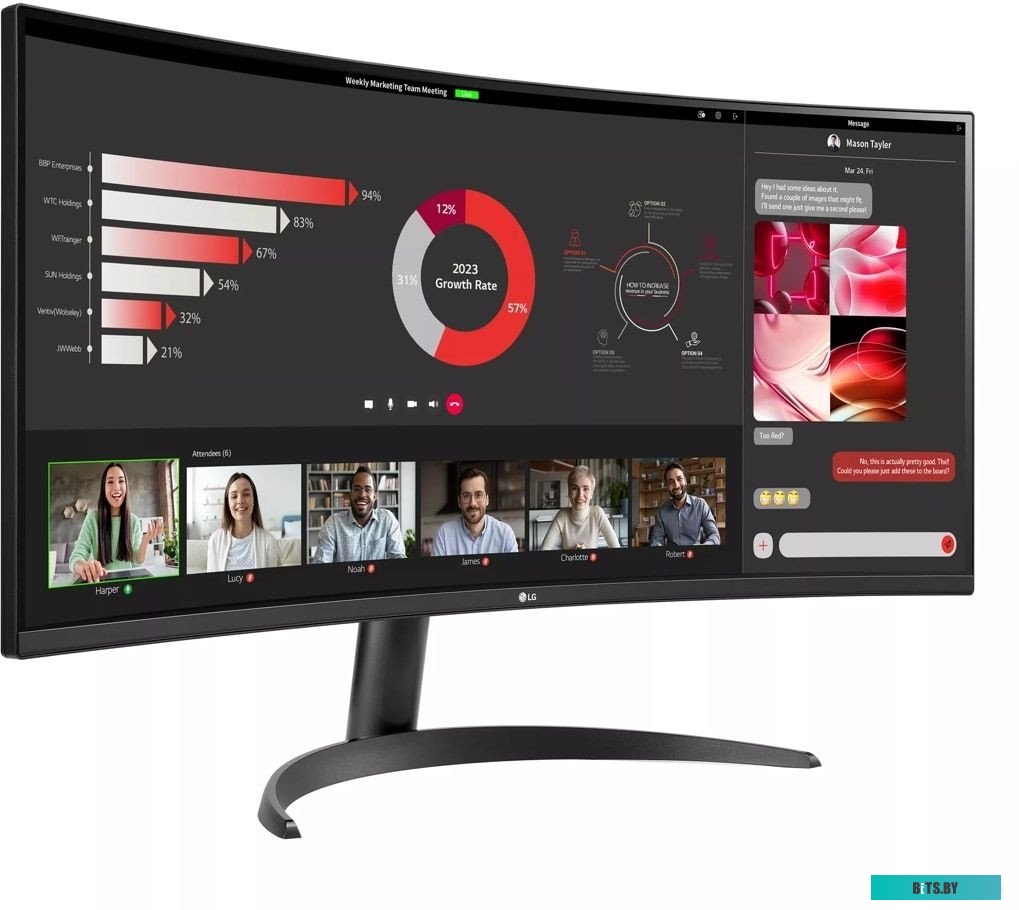 Монитор LG 34" 34WR50QC-B черный VA LED 21:9 HDMI матовая 300cd 178гр/178гр 3440x1440 100Hz FreeSync DP WQ 5.9кг