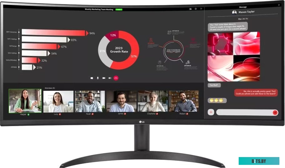 Монитор LG 34" 34WR50QC-B черный VA LED 21:9 HDMI матовая 300cd 178гр/178гр 3440x1440 100Hz FreeSync DP WQ 5.9кг