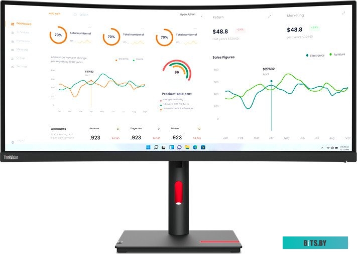 Монитор Lenovo 34" ThinkVision T34w-30 черный 63D4GAT1UK