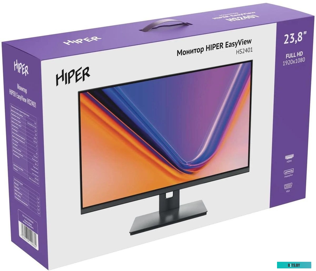 Монитор Hiper 23.8" EasyView HS2401 черный IPS LED 5ms 16:9 HDMI M/M глянцевая 250cd 178гр/178гр 1920x1080 75Hz VGA DP FHD 3.12кг
