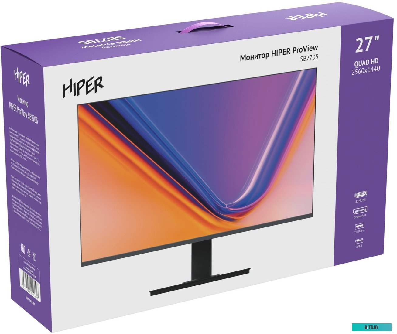 Монитор Hiper 27" ProView SB2705 черный IPS LED 5ms 16:9 HDMI M/M матовая 350cd 178гр/178гр 2560x1440 75Hz FreeSync DP Quad 2K (1440p) USB 5.75кг