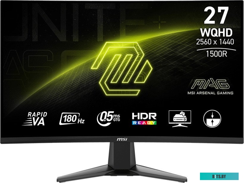 9S6-3CD91M-025 Монитор MSI 27" MAG 27CQ6F черный VA LED 1ms 16:9 HDMI полуматовая 1000:1 300cd 178гр/178гр 2560x1440 180Hz DP 2K 6.05кг