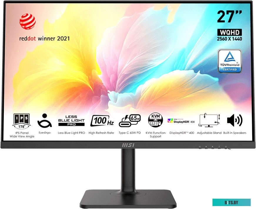 Монитор MSI 27" Modern MD272QPW белый IPS LED 16:9 HDMI M/M матовая HAS Piv 250cd 178гр/178гр 2560x1440 75Hz DP 2K USB 4.2кг