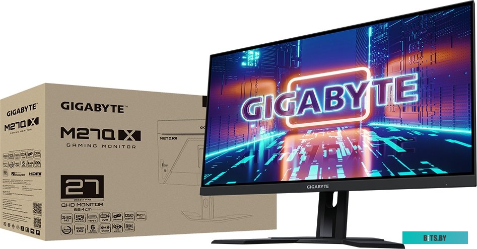 Монитор Gigabyte M27Q X-EK, 27", IPS, 2560x1440, 1ms, 240Hz, 2xHDMI, DP, 2xUSB3.0, USB Type-C