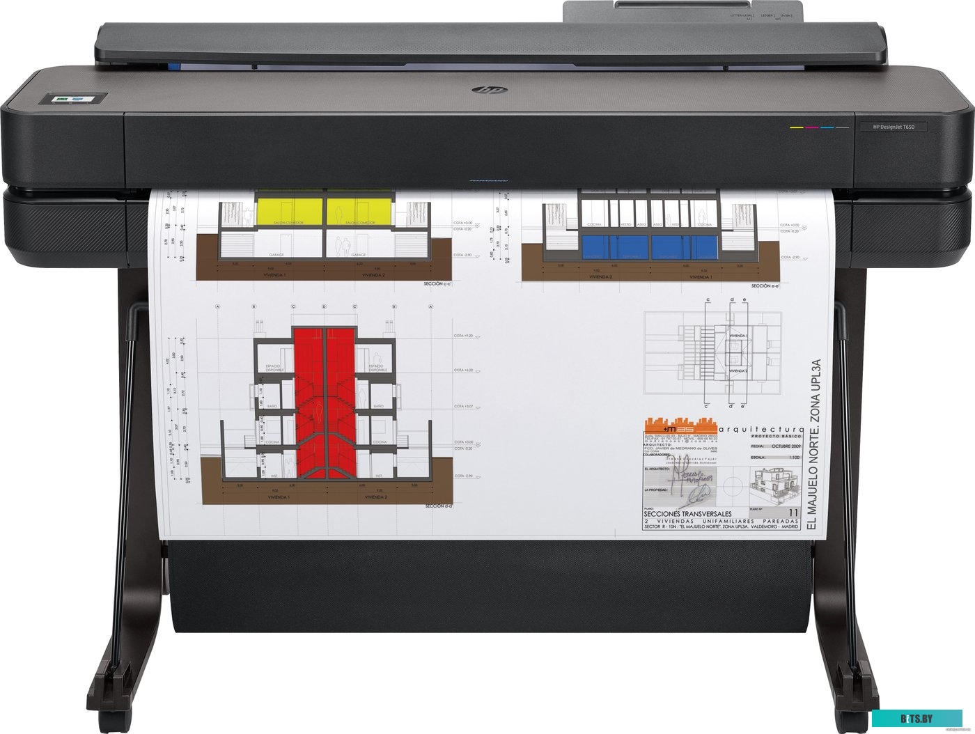 Принтер HP DesignJet T650 (А0, 36", 4-х цветная, 2400x1200dpi,1Gb, USB/Ethernet/Wi-Fi, подставка) 5HB10A.