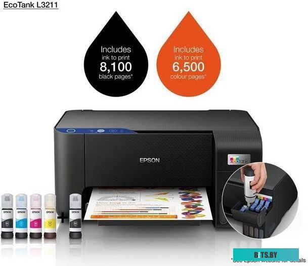 МФУ Epson EcoTank L3211 (ресурс стартовых контейнеров 6500/8100, контейнер 003)