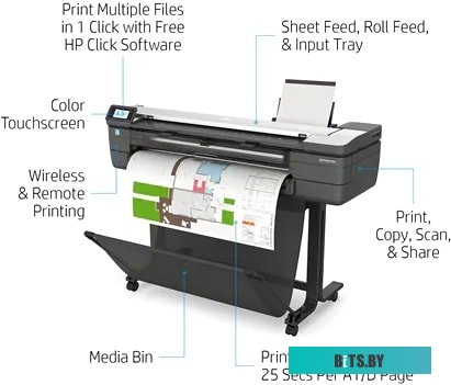 Широкоформатный принтер HP DesignJetT830 MFP F9A30D#B19