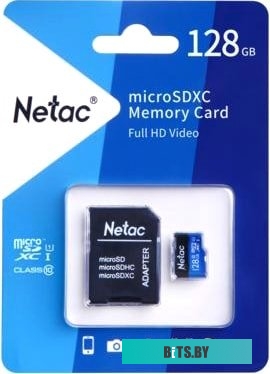 Карта памяти Netac P500 Standard 128GB NT02P500STN-128G-R + адаптер