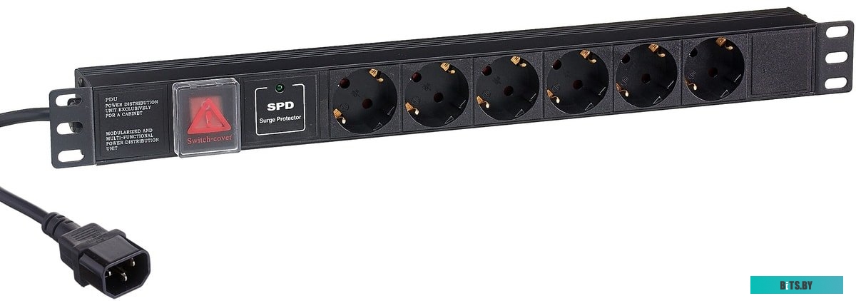 Блок розеток ExeGate ServerPro PDU-19H609 Al-6S-C14-2CU-SPD1 EX280834RUS