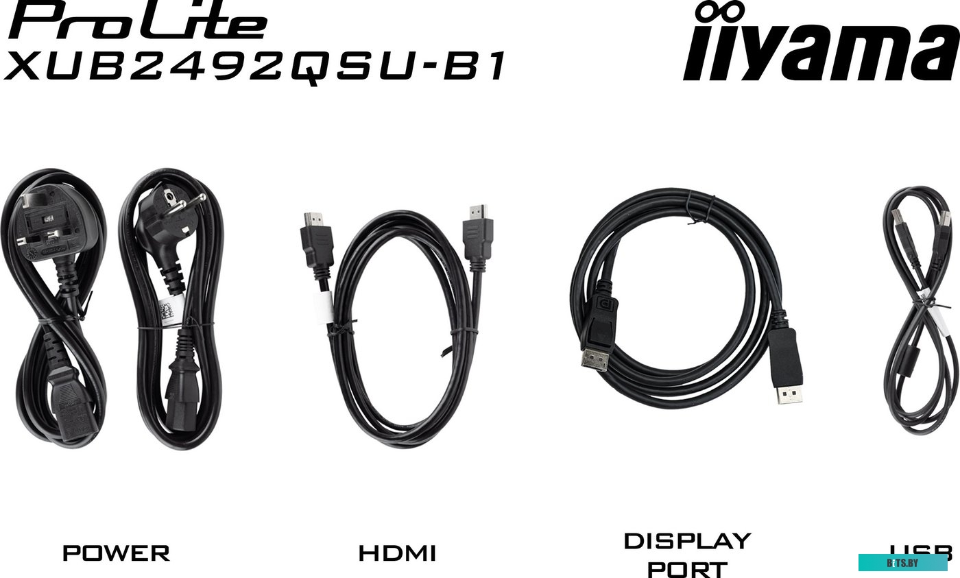 XUB2492QSU-B1 Монитор LCD Iiyama 23.8'' XUB2492QSU-B1 {IPS 2560x1440 100Hz 0.5ms 178/178 300cd 1000:1 8bit HDMI2.0 DisplayPort1.2 3xUSB3.2 USB-C(PD 15