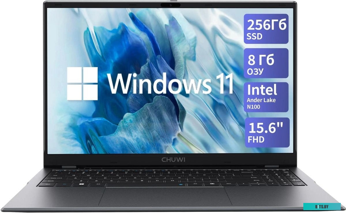 Ноутбук CHUWI GemiBook plus 1746365, 15.6",  IPS, Intel N100 0.8ГГц, 4-ядерный, 16ГБ LPDDR5, 512ГБ SSD,  Intel UHD Graphics , Windows 11 Home, серый