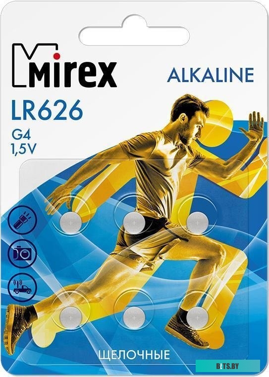 Элементы питания Mirex LR621 (AG1) Mirex блистер 6 шт. 23702-LR621-E6