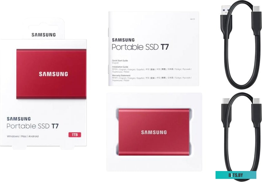 Внешний жесткий диск Samsung T7 1TB (красный) <MU-PC1T0R/WW>
