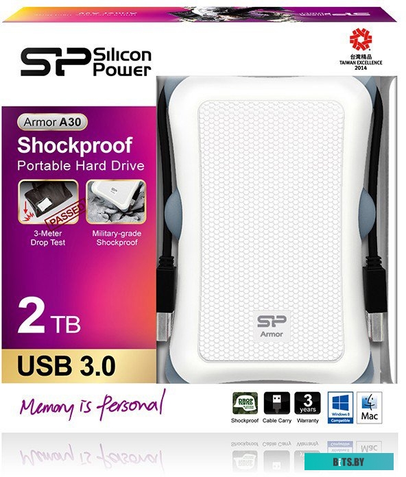 Внешний жесткий диск Silicon Power Armor A30 2TB White (SP020TBPHDA30S3W)