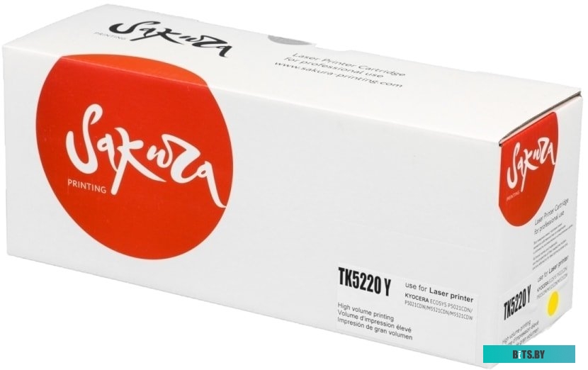 Картридж SAKURA TK5220Y для Kyocera Mita ECOSYS p5020cdn/ p5021cdw/ m5221cdn/ m5521cdw, желтый, 1 200 к.