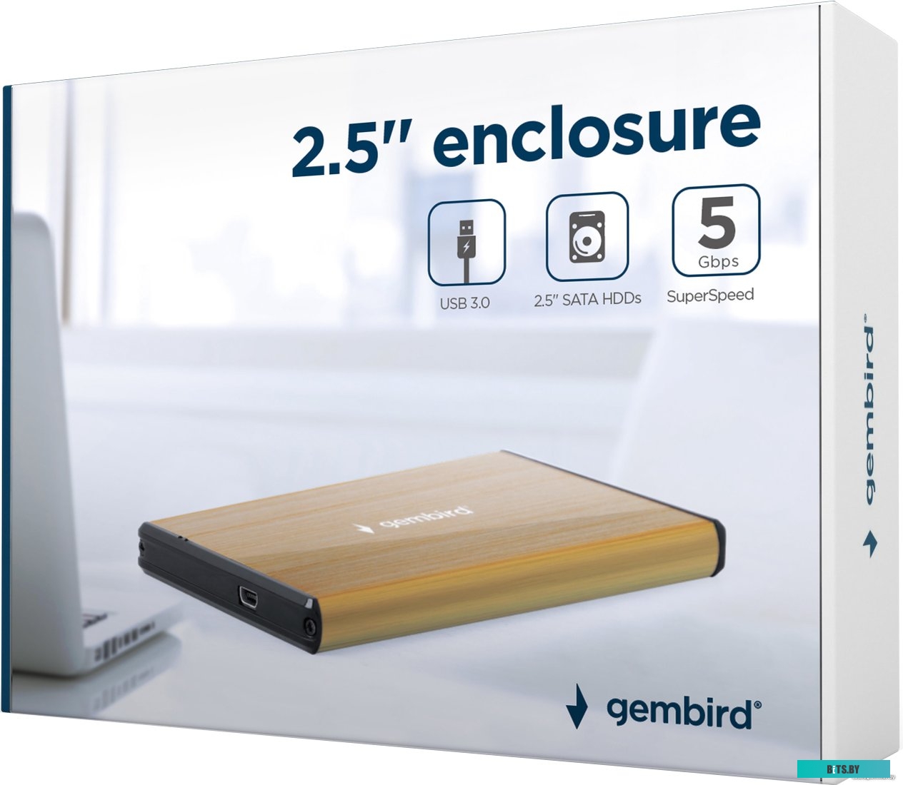 Бокс для накопителей 2.5" и 3.5" Gembird EE2-U3S-3-GL (золотистый)