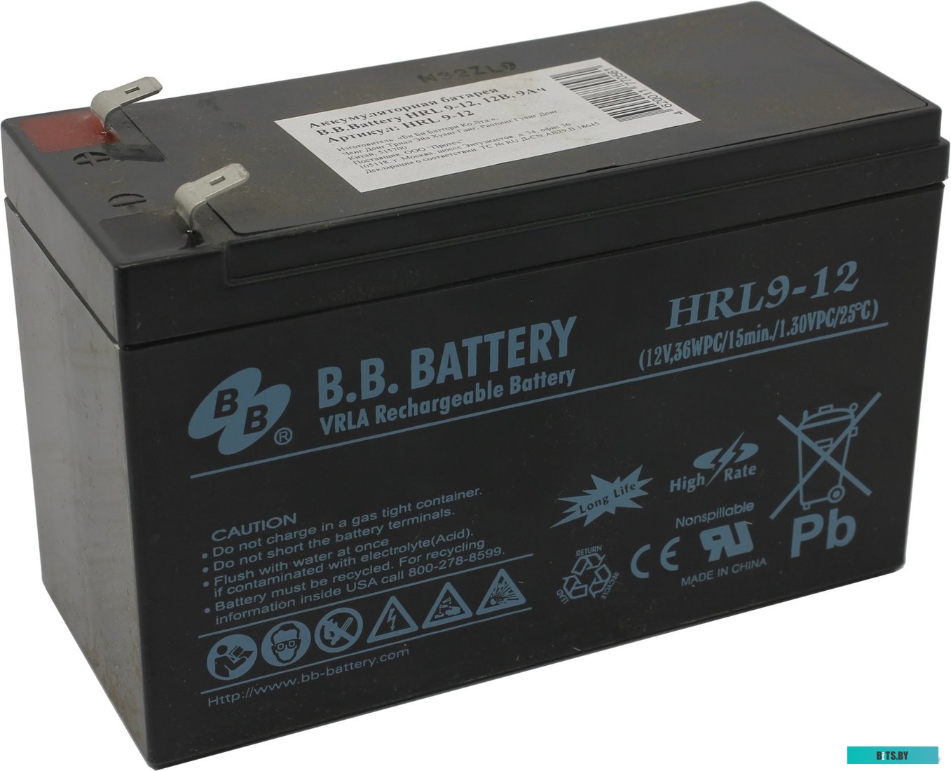 Аккумулятор для ИБП B.B. Battery HRL9-12 (12В/9 А·ч)