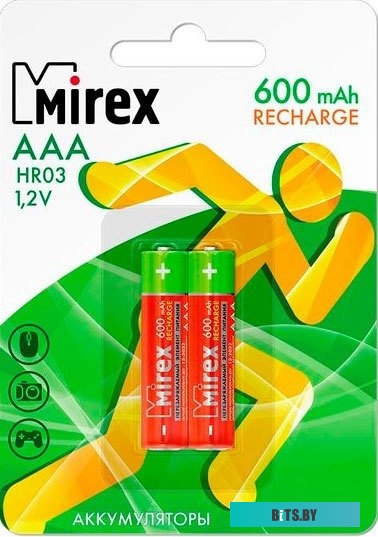 Батарейки Mirex AAA 600mAh 2 шт HR03-06-E2