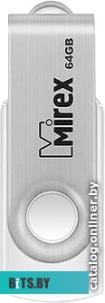 USB накопитель (Флешка) Mirex Swivel White 64GB 13600-FMUSWT64