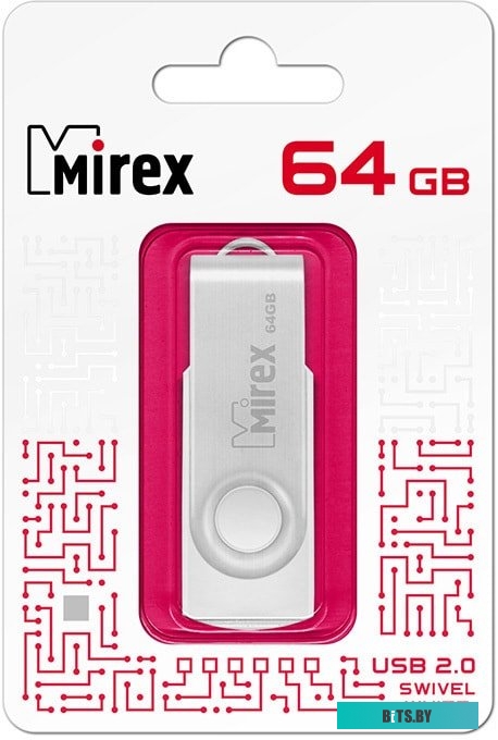 USB накопитель (Флешка) Mirex Swivel White 64GB 13600-FMUSWT64
