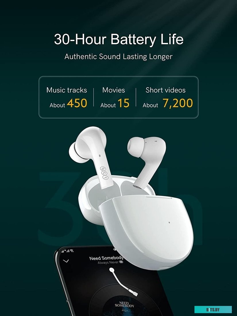Наушники (Гарнитура) QCY MeloBuds T18 (белый)