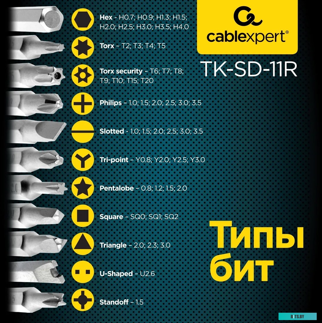 Набор отвертка с битами Cablexpert TK-SD-11R (50 предметов)