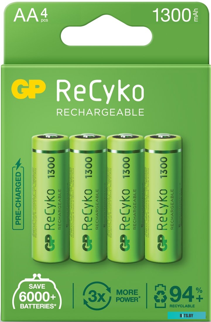 Аккумулятор GP ReCyko AA 1300mAh 4шт <130AAHCE-2EB4>