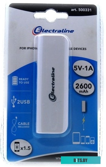 Портативное зарядное устройство Electraline 500331 2600mAh (белый)