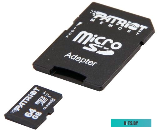 Карта памяти Patriot microSDXC LX Series (Class 10) 64GB + адаптер [PSF64GMCSDXC10]