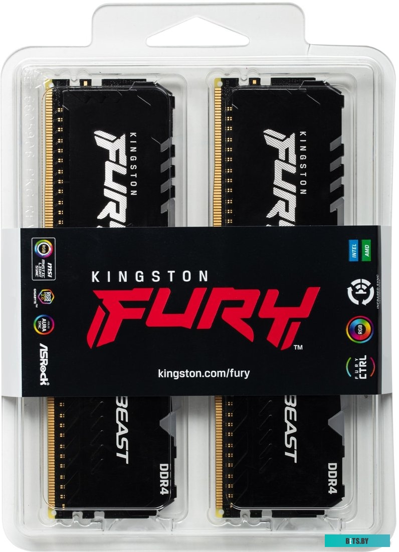 Модуль памяти Kingston FURY Beast RGB 2x8GB DDR4 PC4-29800 KF437C19BBAK2/16
