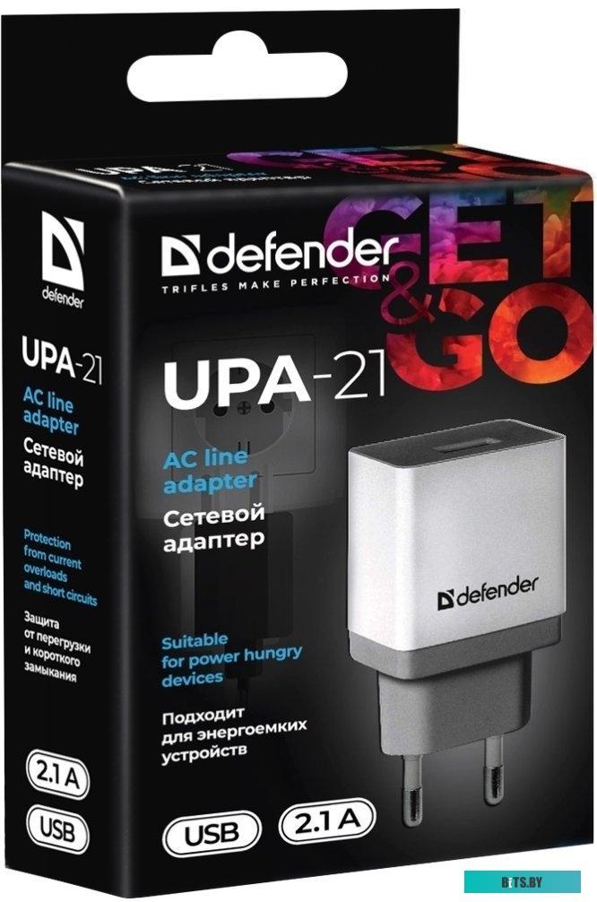 Сетевое зарядное Defender UPA-21 (белый) <83571>