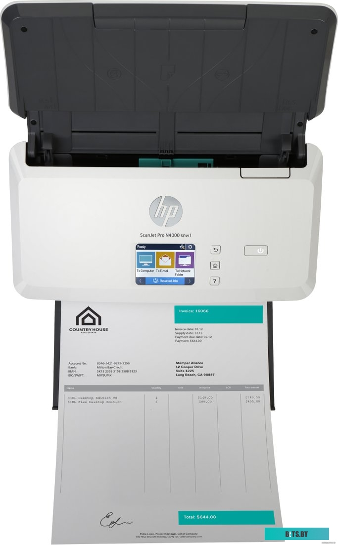 Сканер HP ScanJet Pro N4000 snw1 6FW08A