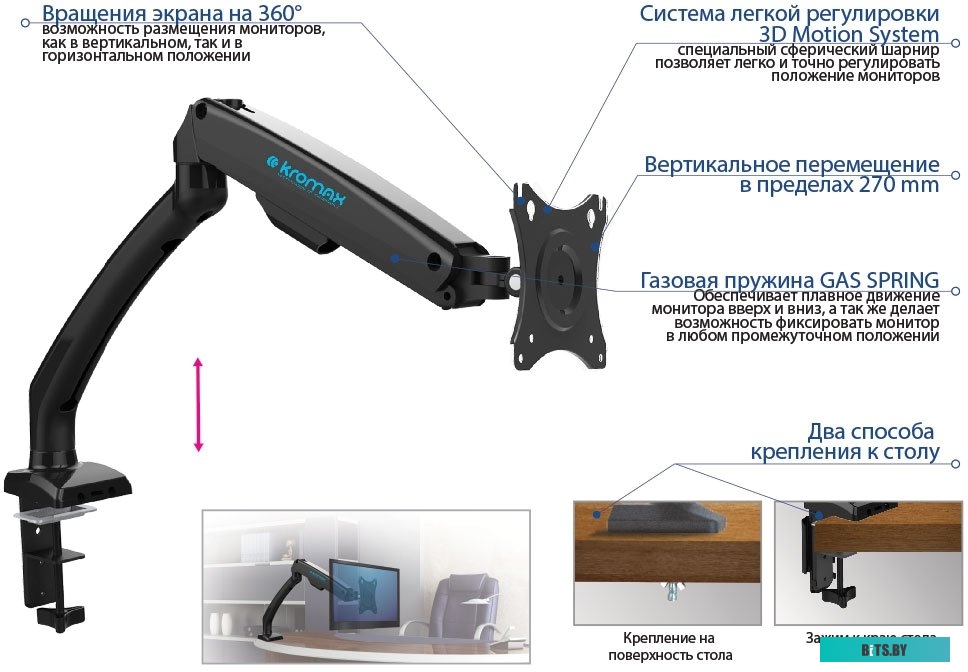 Кронштейн для телевизора Kromax OFFICE-8 (черный)