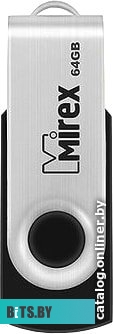 USB накопитель (Флешка) Mirex Swivel Rubber 64GB (черный/серебристый) <13600-FMURUS64>