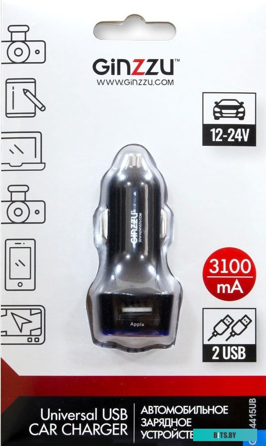 Автомобильное зарядное Ginzzu GA-4415UB