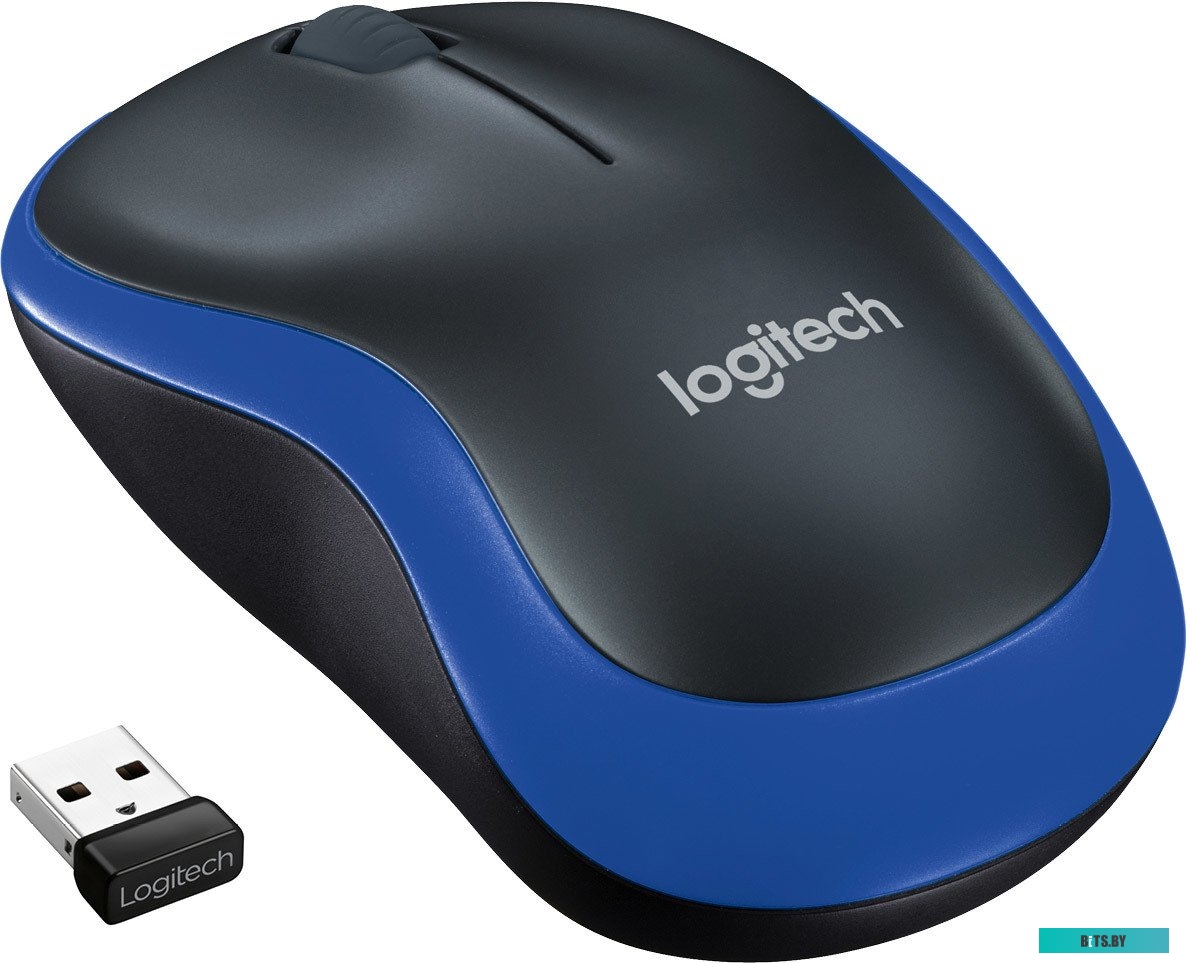 Мышь Logitech M185 (черный/синий)