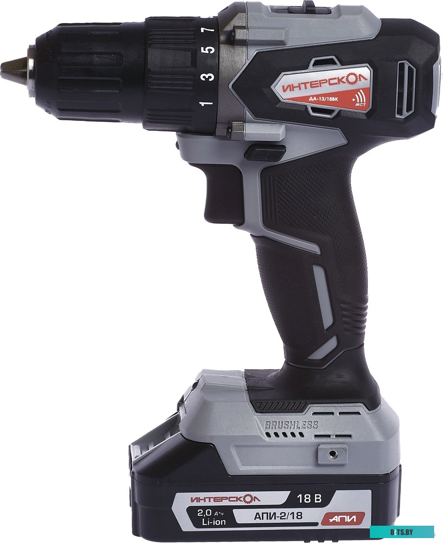 Дрель-шуруповерт Интерскол ДА-13/18ВК (с 2-мя АКБ 1.5 Ah, кейс) <575.1.2.70>
