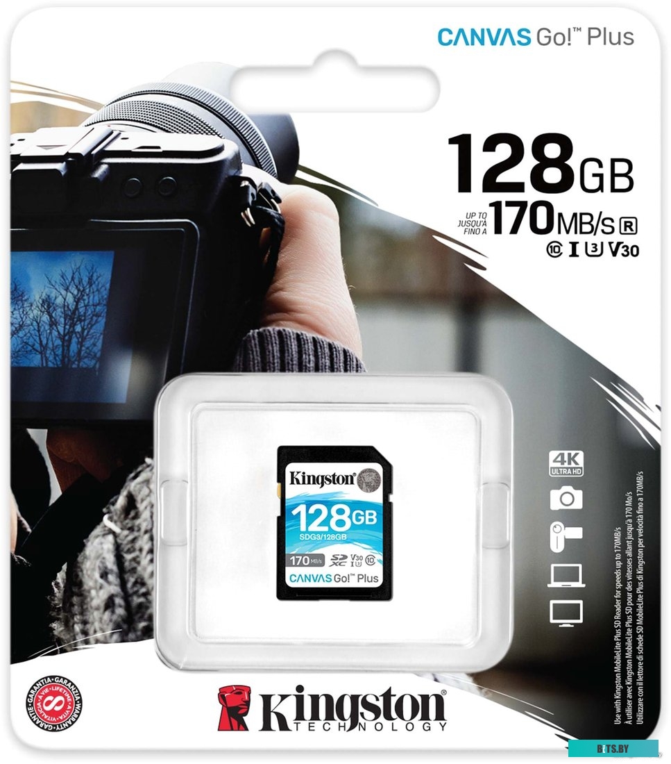Карта памяти Kingston Canvas Go! Plus SDXC 128GB <SDG3/128GB>