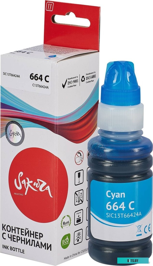 Чернила Sakura Printing SIC13T66424A (аналог Epson 664 C)
