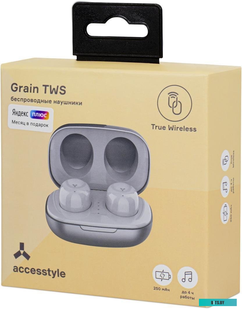 Наушники AccesStyle Grain TWS (светло-серый)