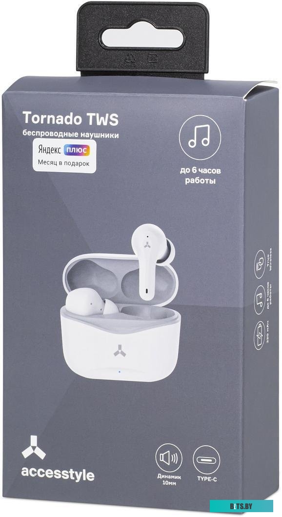 Наушники AccesStyle Tornado TWS (белый)