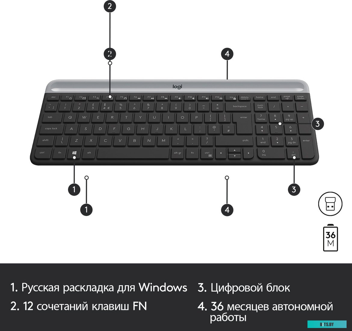Комплект (мышь + клавиатура) Logitech MK470 Slim Wireless Combo <920-009206>