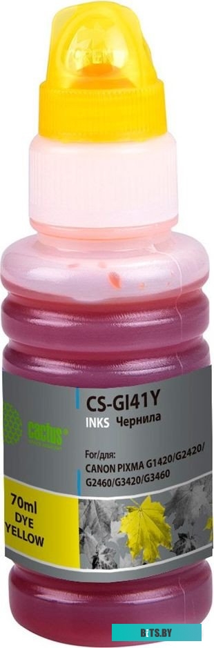 Чернила Cactus CS-GI41Y GI-41 Y желтый 70мл (для Canon PIXMA G1420/G2420/G2460/G3420/G3460)